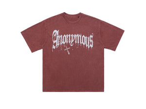 Anonymous t-shirt slogan top cross print tee in grey