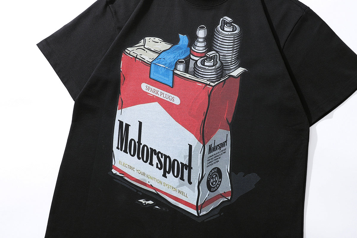 Motorsports t-shirt retro racing tee funny y2k top in cream