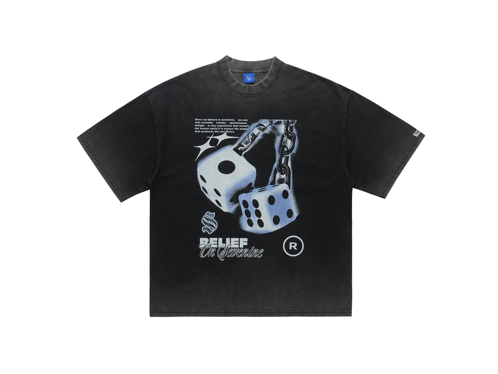 Dice print t-shirt retro game top good luck tee in black