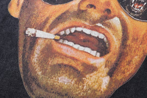 Scared face t-shirt wolf print tee retro poster top in vintage grey