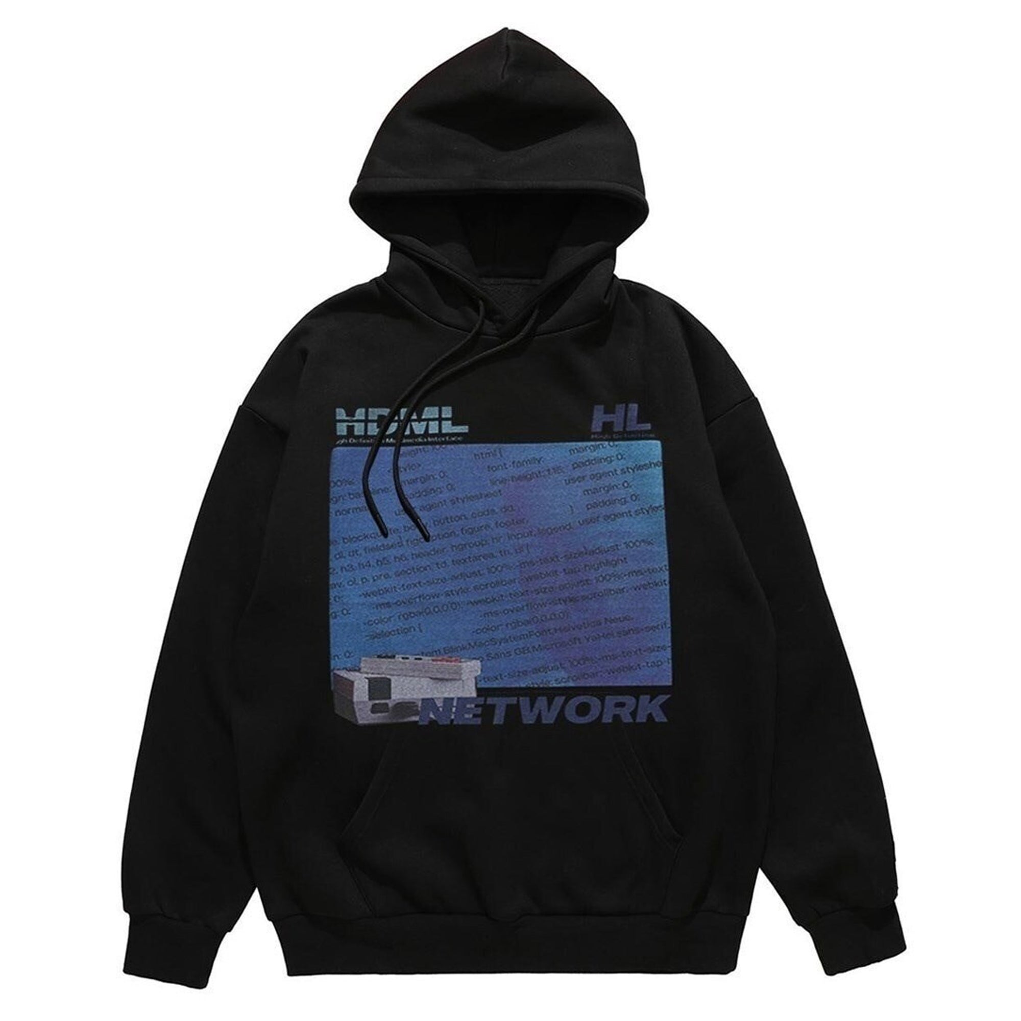 Computer print hoodie retro console pullover raver jumper