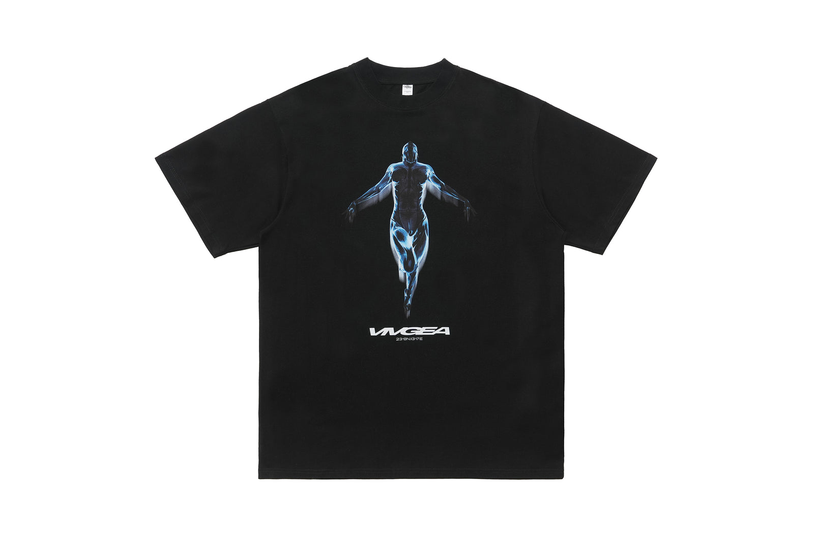 Cyber human t-shirt psychedelic top futuristic tee in black