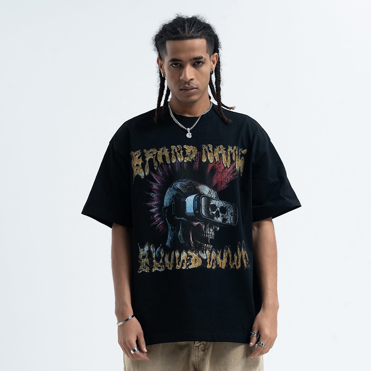 Cyberpunk t-shirt grunge raver tee virtual reality top in black