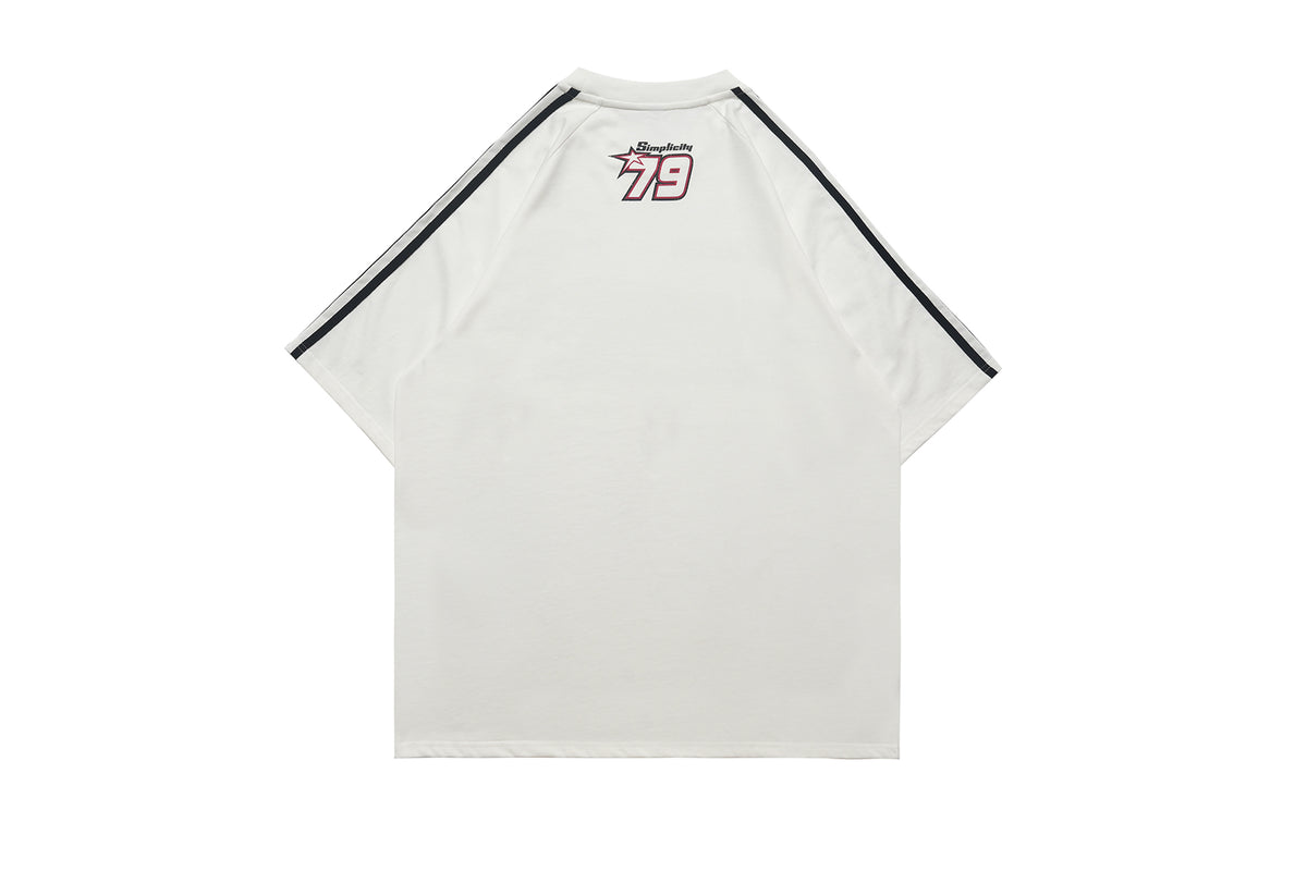 Racing t-shirt motorsports tee y2k sports top striped jumper in black