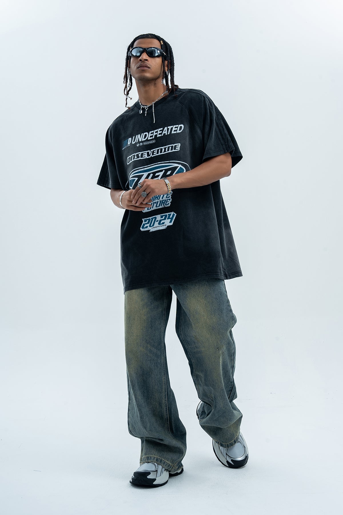 Undefeated t-shirt motivational slogan top racing t-shirt black