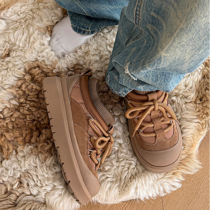 Edgy platform winter boots brown mountain trainers grunge retro skiing shoes