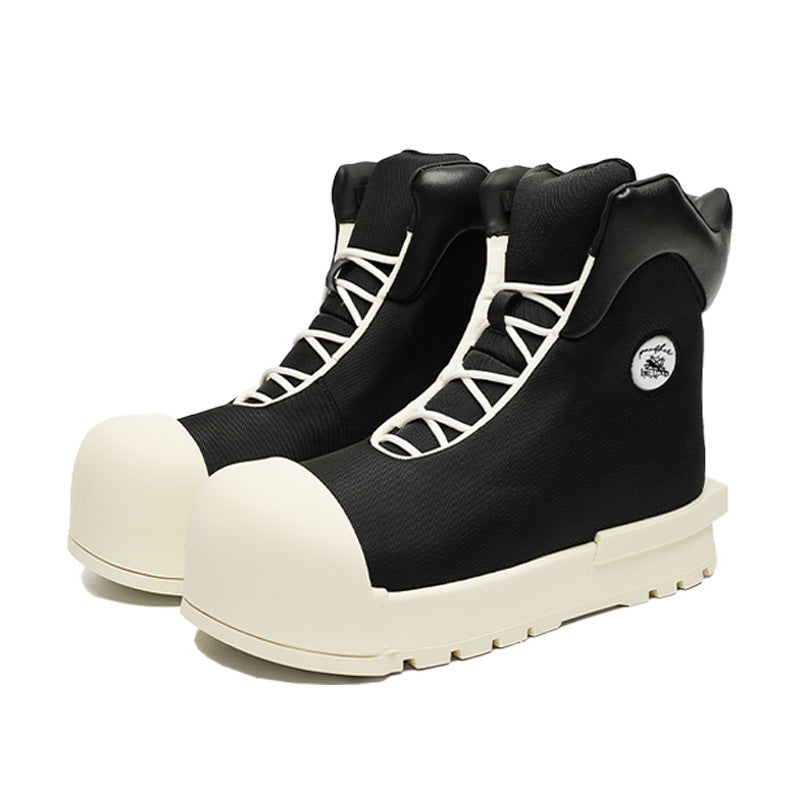 Japanese style boots black platform catwalk shoes grunge Gothic high tops