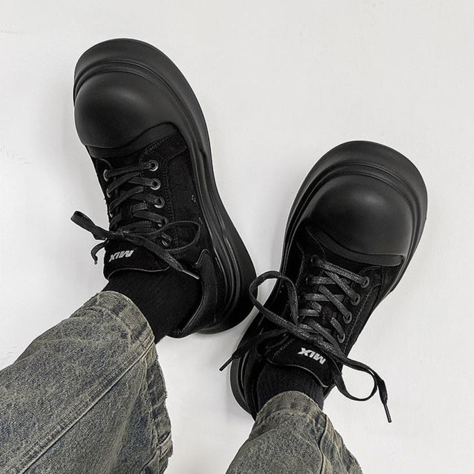 Chunky platform high tops black punk sneakers grunge shoes hip-hop trainers 00s style