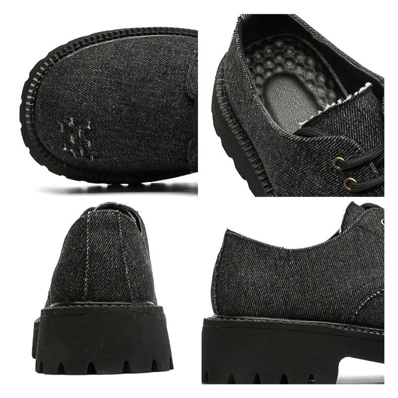 Distressed denim Derby shoes grey ripped grunge jean boots classic smart retro sneakers