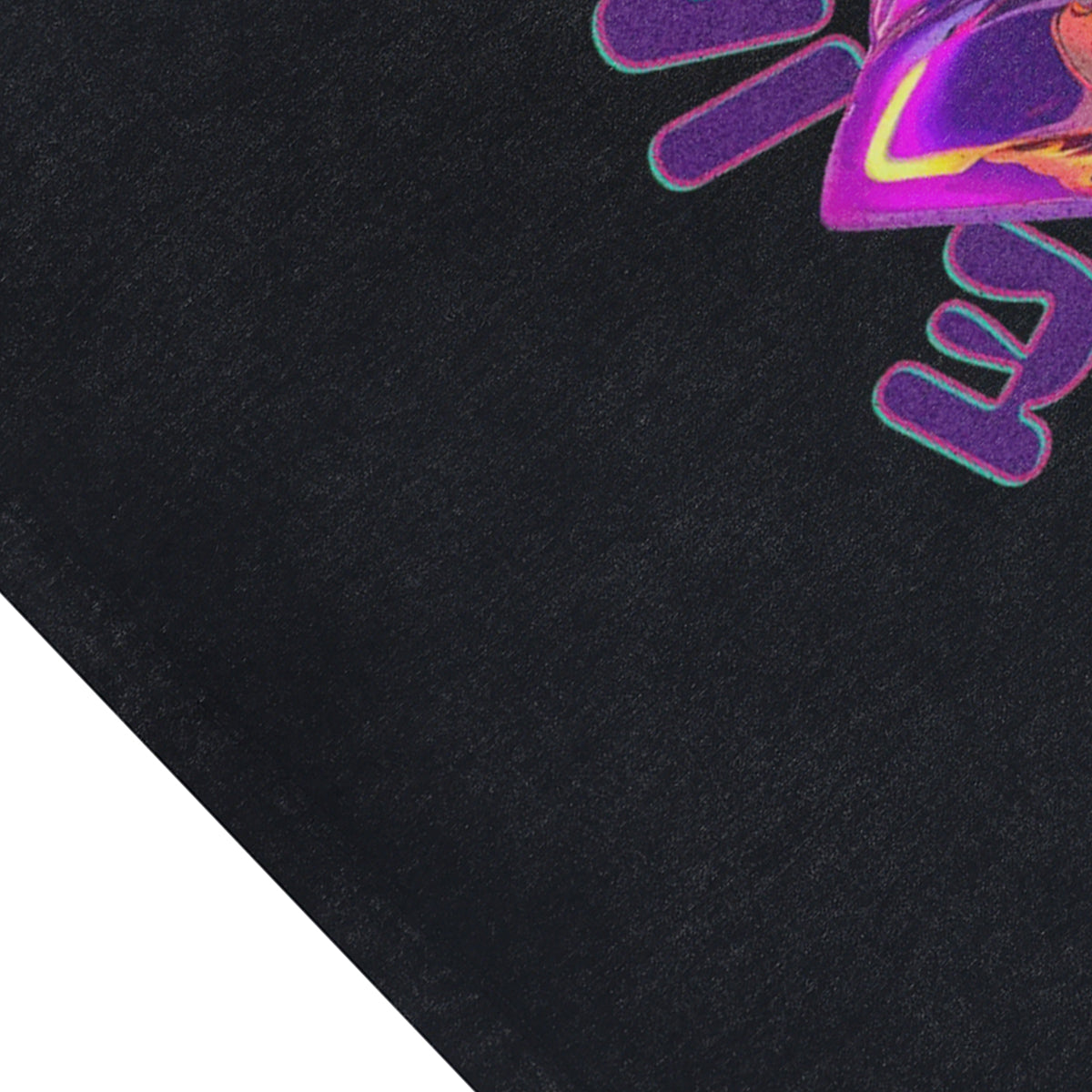 Cyberpunk sleeveless t-shirt retro chrome slogan surfer vest heart print tank top in acid wash black