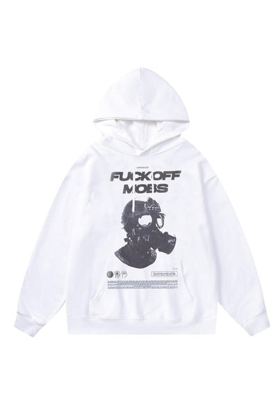 Punk hoodie gas mask pullover grunge top rave slogan jumper