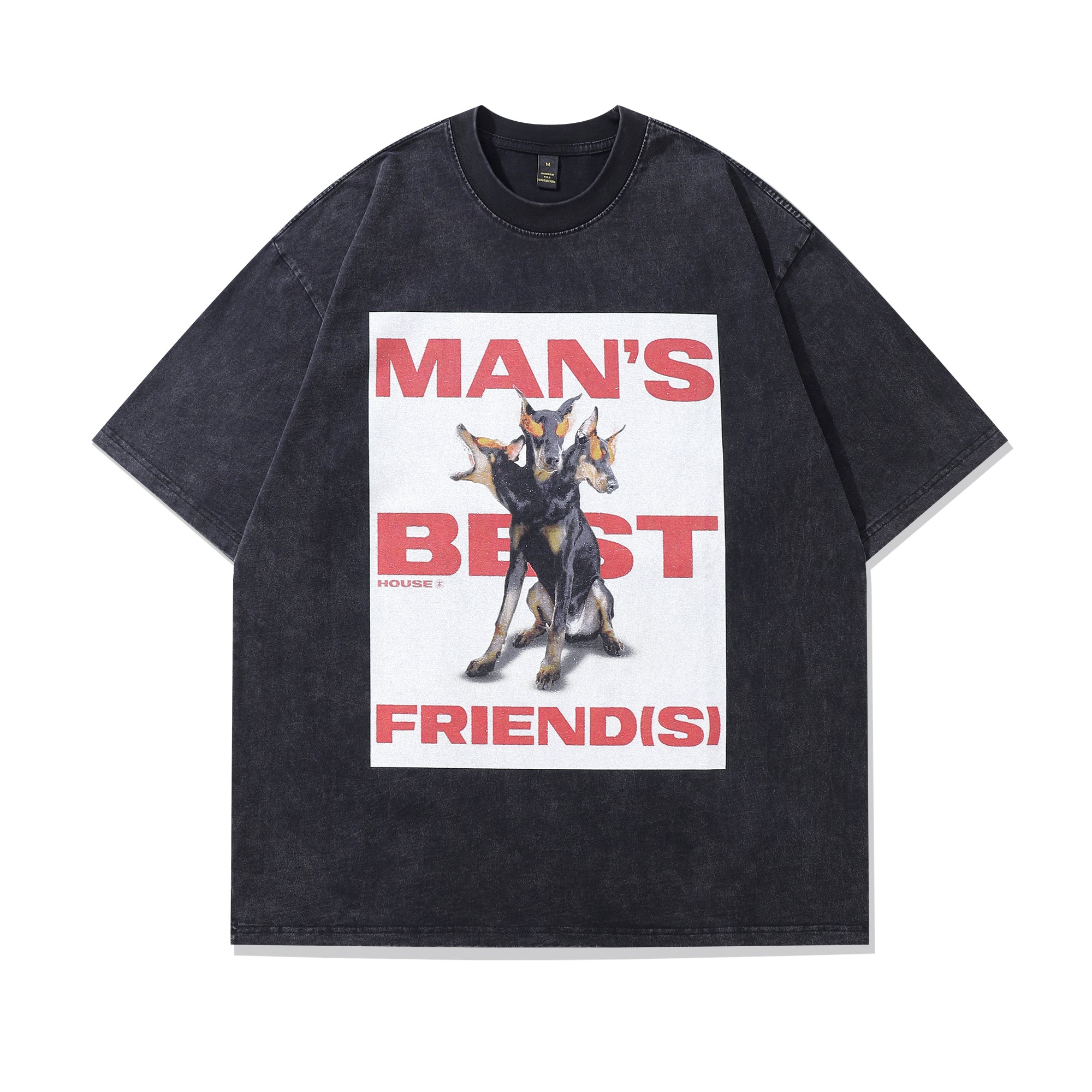 Doberman t-shirt dog print tee retro pinscher poster top in vintage grey