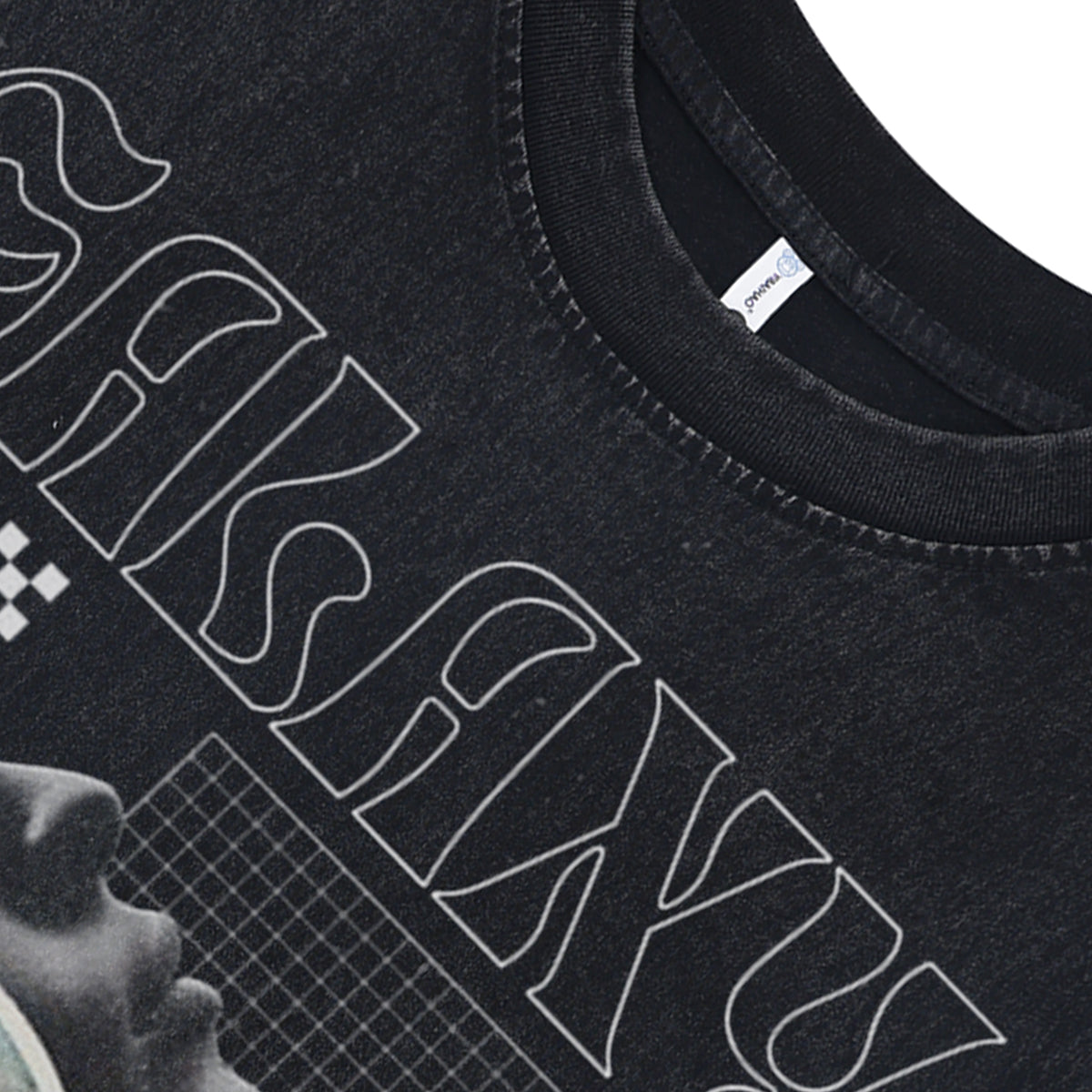 Galaxy slogan sleeveless t-shirt astronaut print surfer vest 00s space cartoon tank top in acid wash black