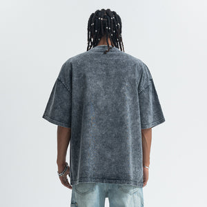 Carnival slogan t-shirt retro cartoon top 00s party tee in grey