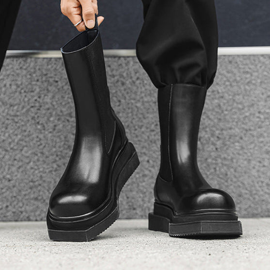 Sleek asymmetric platform boots black cyberpunk futuristic shoes big sole grunge trainers 00s style