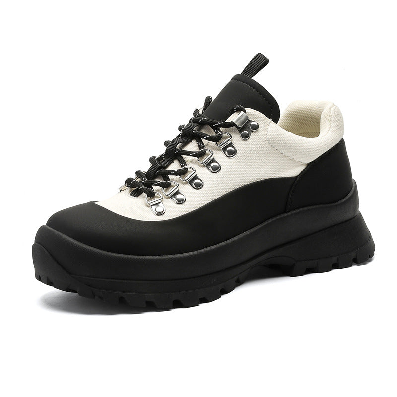 Hiking style boots white black mountain climbing grunge retro skiing fashion shoes