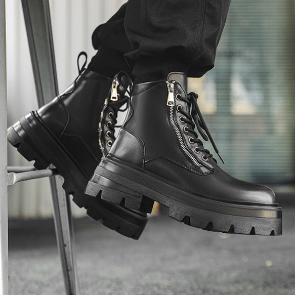 Chunky sole rocker boots black 90s style grunge platform ankle shoes old school punk boots