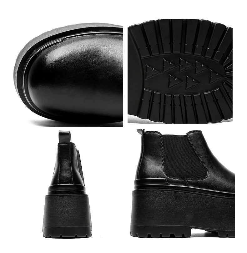 Extreme platform slip on boots black tractor Goth style shoes faux leather grunge punk rocker trainers 90s style