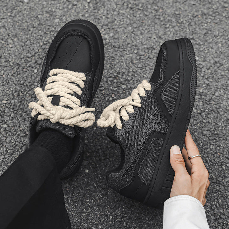 Snake skin patch high tops black denim sneakers grunge shoes hip-hop trainers 00s style