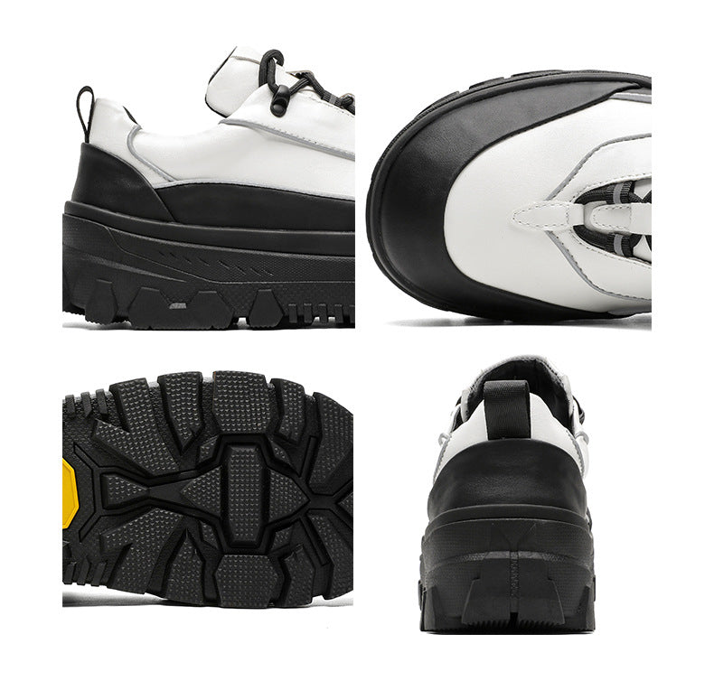 Reflective platform sneakers black hiking style shoes mountain boots grunge retro skiing fashion catwalk trainers