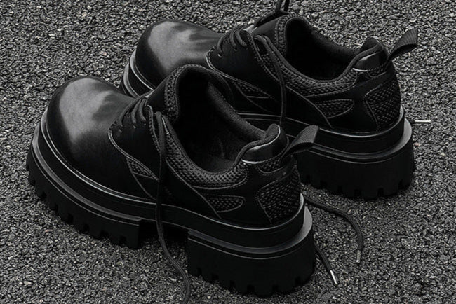 Extreme platform Derby boots black chunky sole punk rocker platform shoes grunge trainers