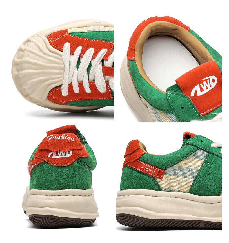 Melted platform denim sneakers rainbow  round toe chunky skater shoes grunge suede feel LGBT trainers