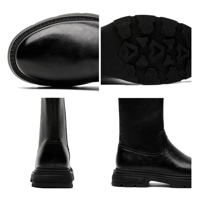 Retro hunter boots black low sole mountain shoes 00s grunge catwalk style faux leather