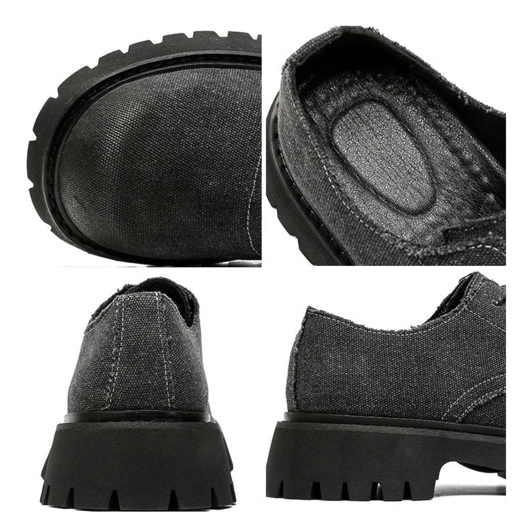 Denim Derby shoes off white round toe denim boots grunge tractor sole casual trainers platform sneakers