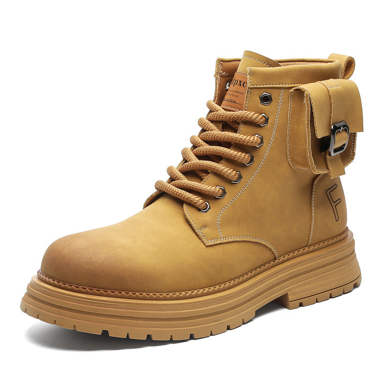 Grunge work boots light brown wallet attachment catwalk hiking shoe mountain trainers