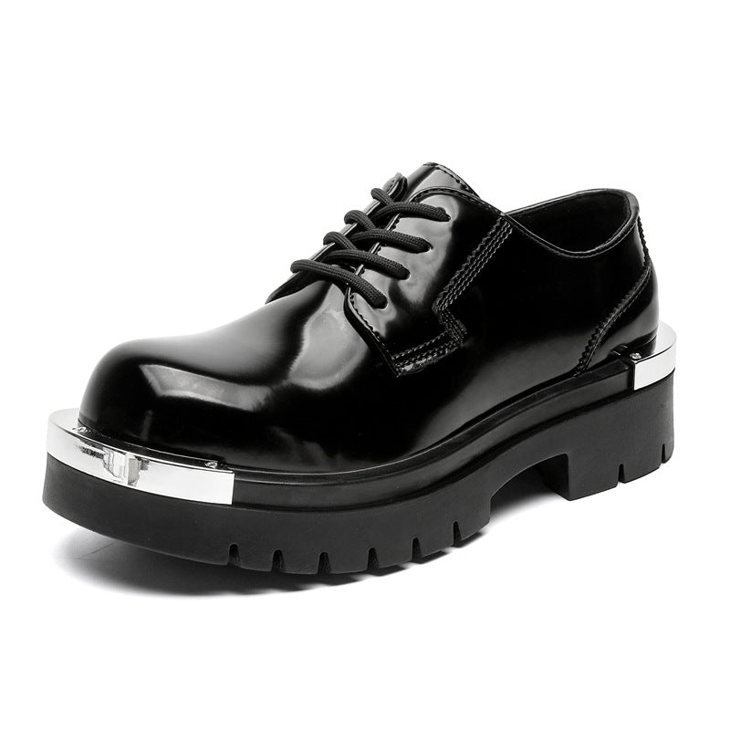 Metal plated Derby shoes black chunky sole grunge platform gothic boots