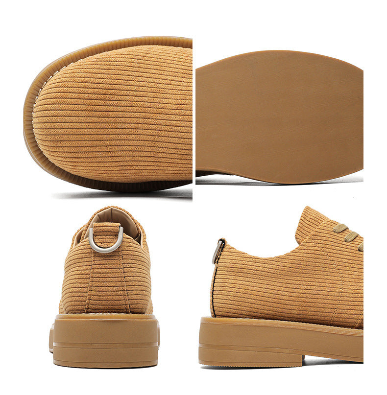 Velvet finish Derby shoes brown textured chunky sole brogues catwalk shoes preppy fashion