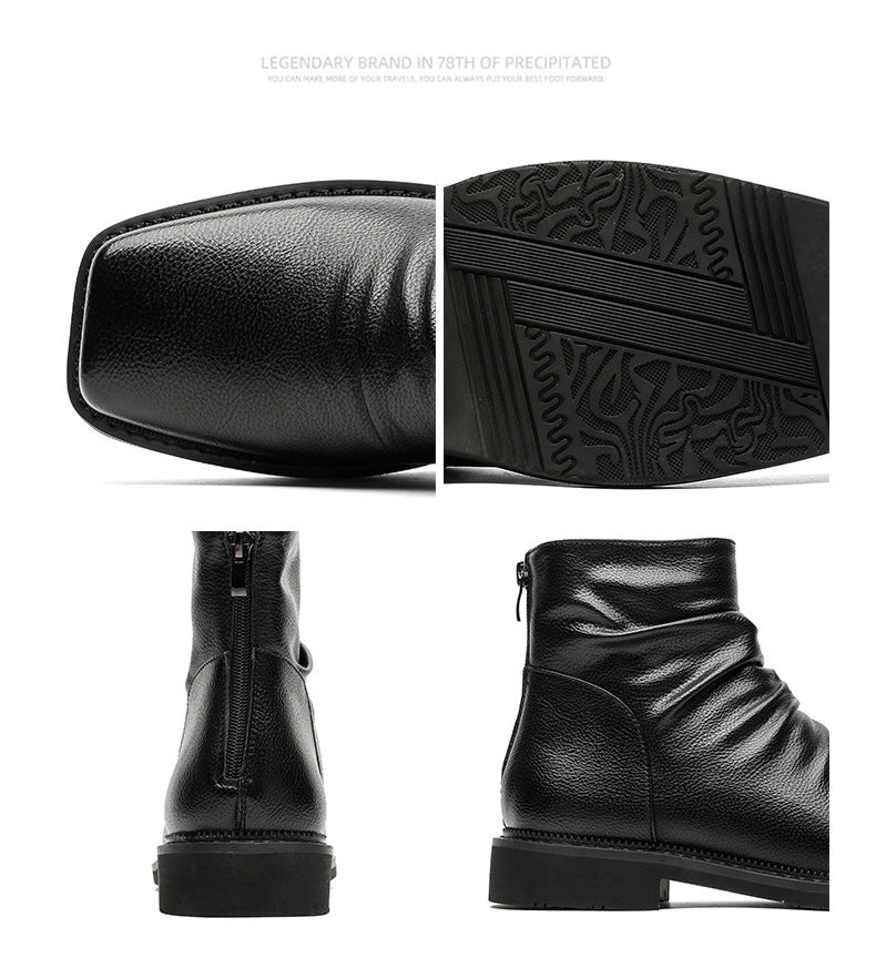 Square toe winkled ankle boots black faux leather flat sole Gothic style shoes grunge punk rocker trainers 80s style