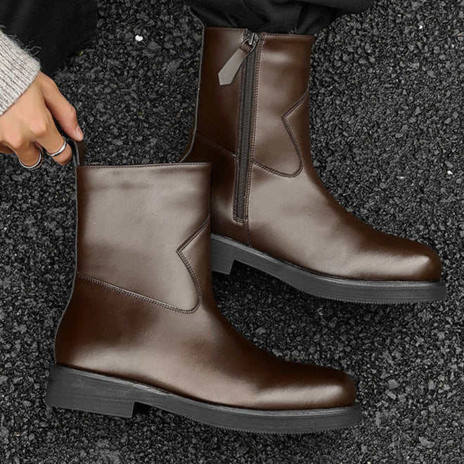 Square toe retro ankle boots black low sole mountain shoes 00s grunge style