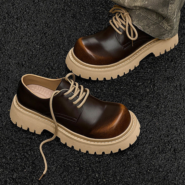 Gradient Derby shoes black chunky sole brogues faux leather catwalk shoes grunge fashion boots