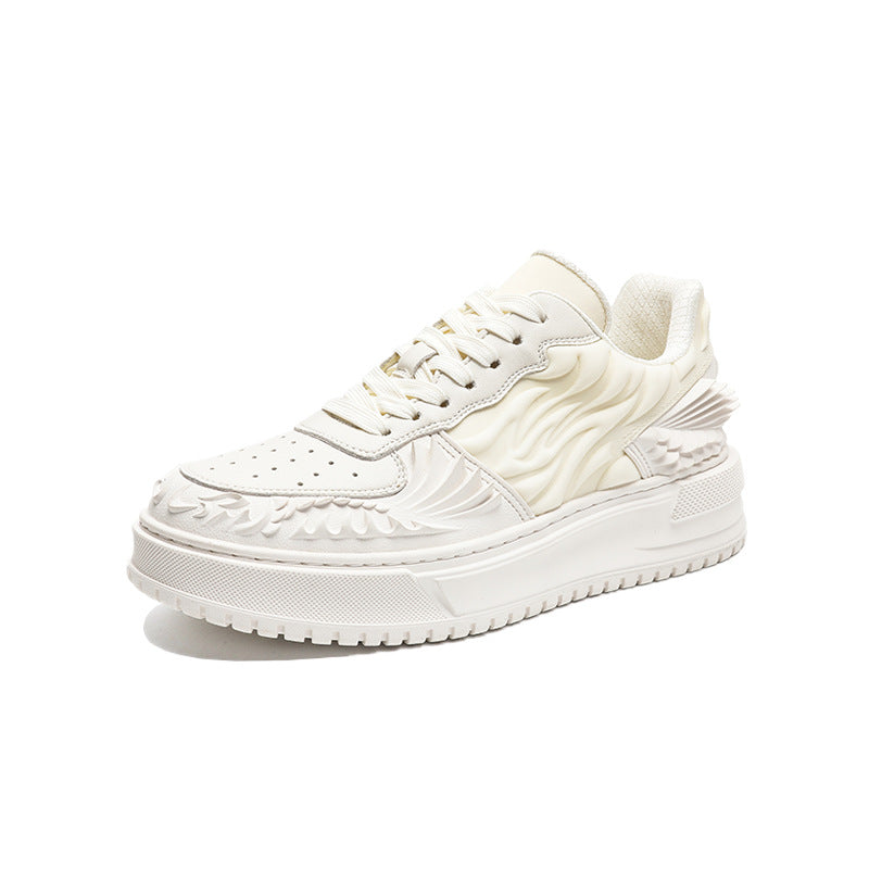 Dragon sneakers white 3D printed Japanese trainers chunky sole skater shoes