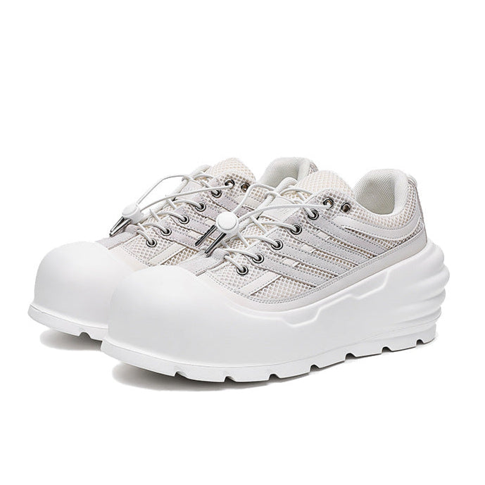 Round toe platform sneakers black futuristic tractor sole rave trainers 90s style grunge shoes