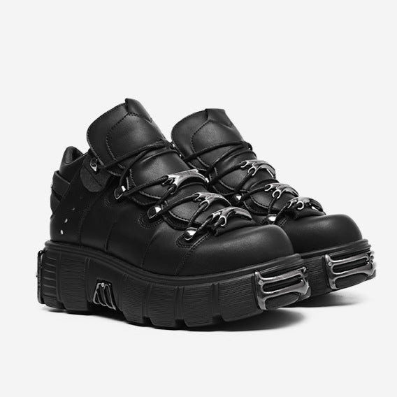 Extreme platform cyberpunk boots black faux leather Gothic style shoes grunge punk rocker trainers 90s style