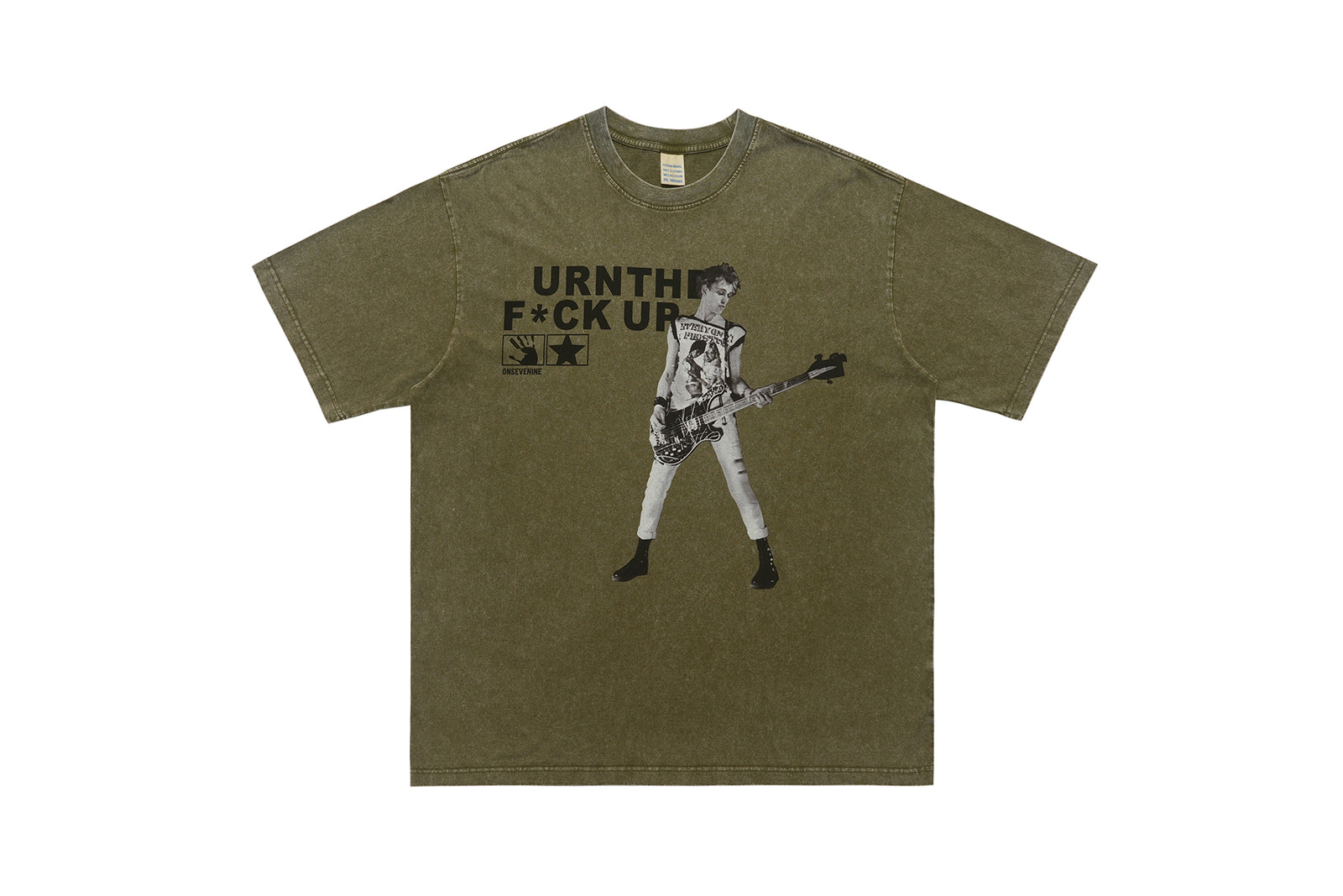 psychedelic t-shirt creepy sculpture top grunge painting tee in green