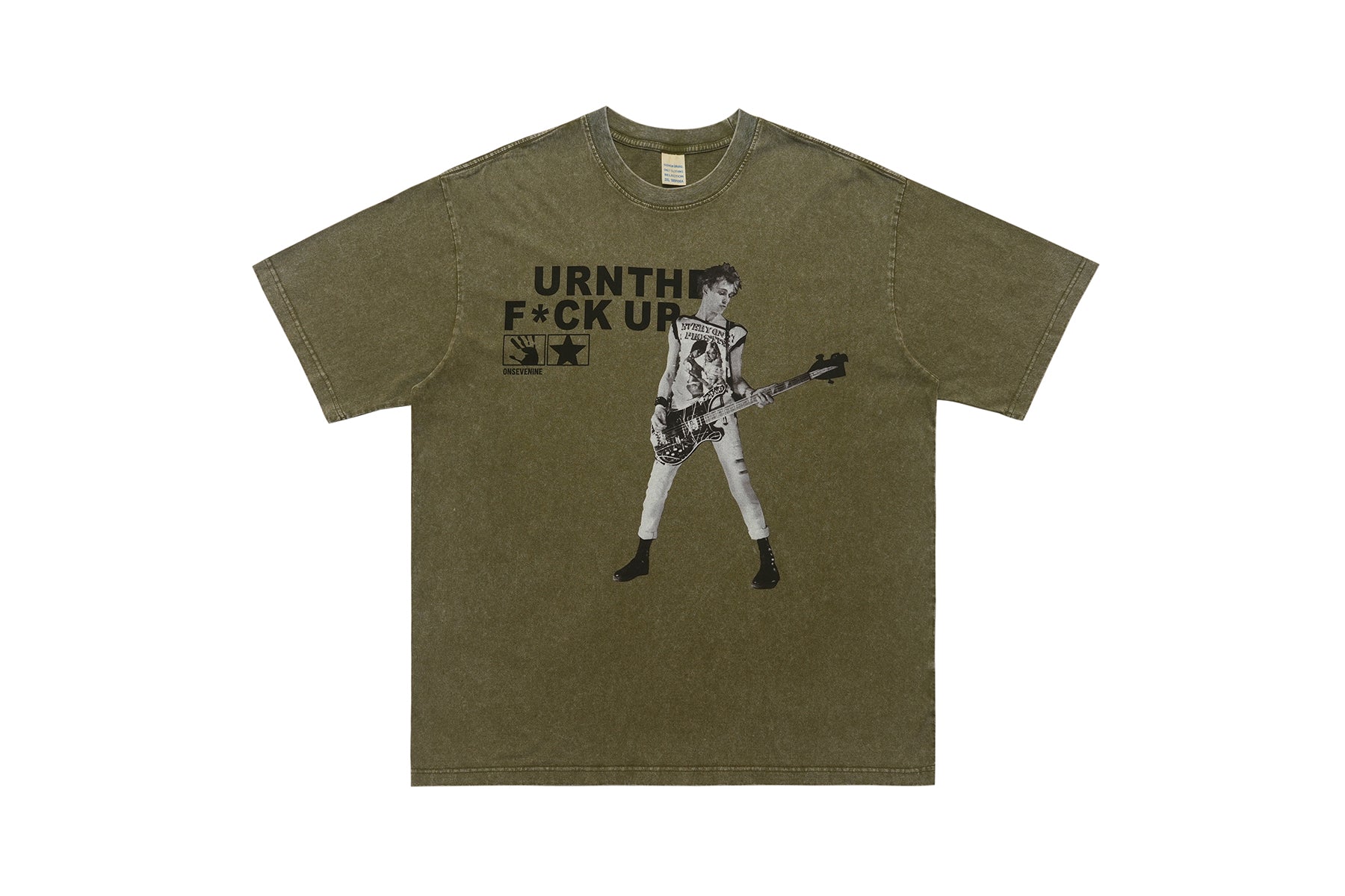 psychedelic t-shirt creepy sculpture top grunge painting tee in green