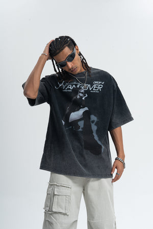 Hangover slogan t-shirt psychedelic girl print top y2k raver tee in Blue