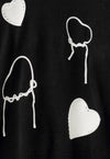 Heart sweater knitted grunge jumper fleece patch top black