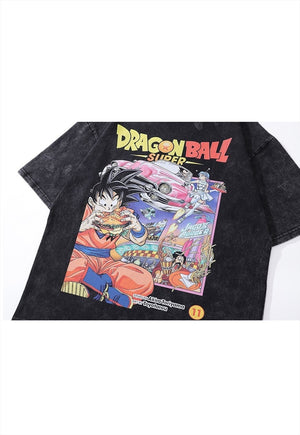 DBZ t-shirt old dragon ball Z tee retro Japanese top in grey