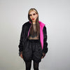 Embellished fleece track jacket pink reversible bomber two sided glitter tracksuit black luminous festival coat shiny overcoat fluffy top