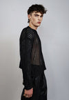 Transparent mesh sweater black boxy fit sheer grunge jumper