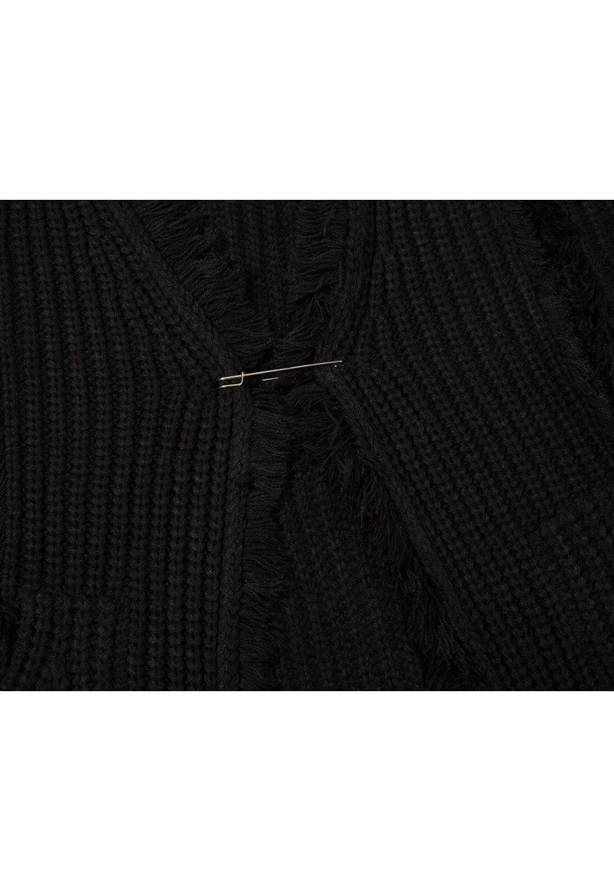 Ripped cardigan stripe textured jumper knitted punk top