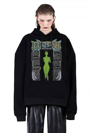 Statue hoodie Retro Roman pullover raver top cyber jumper