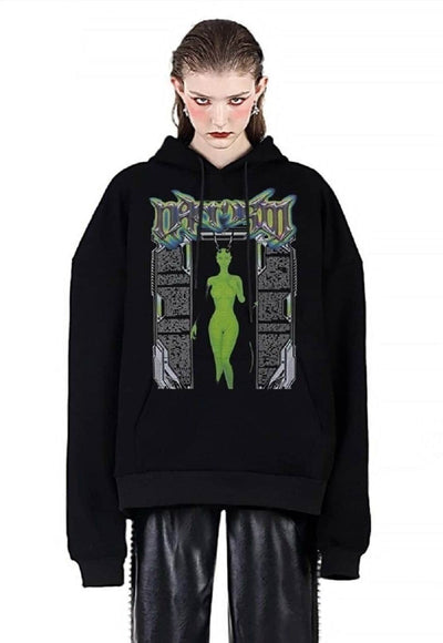 Statue hoodie Retro Roman pullover raver top cyber jumper