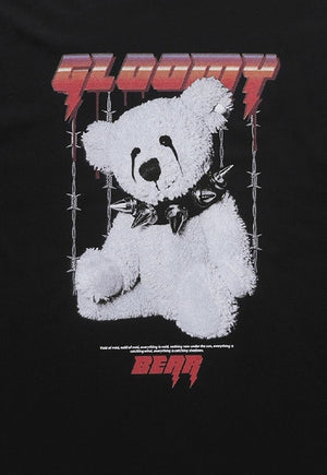 Goth bear t-shirt teddy print tee gloomy punk top in black