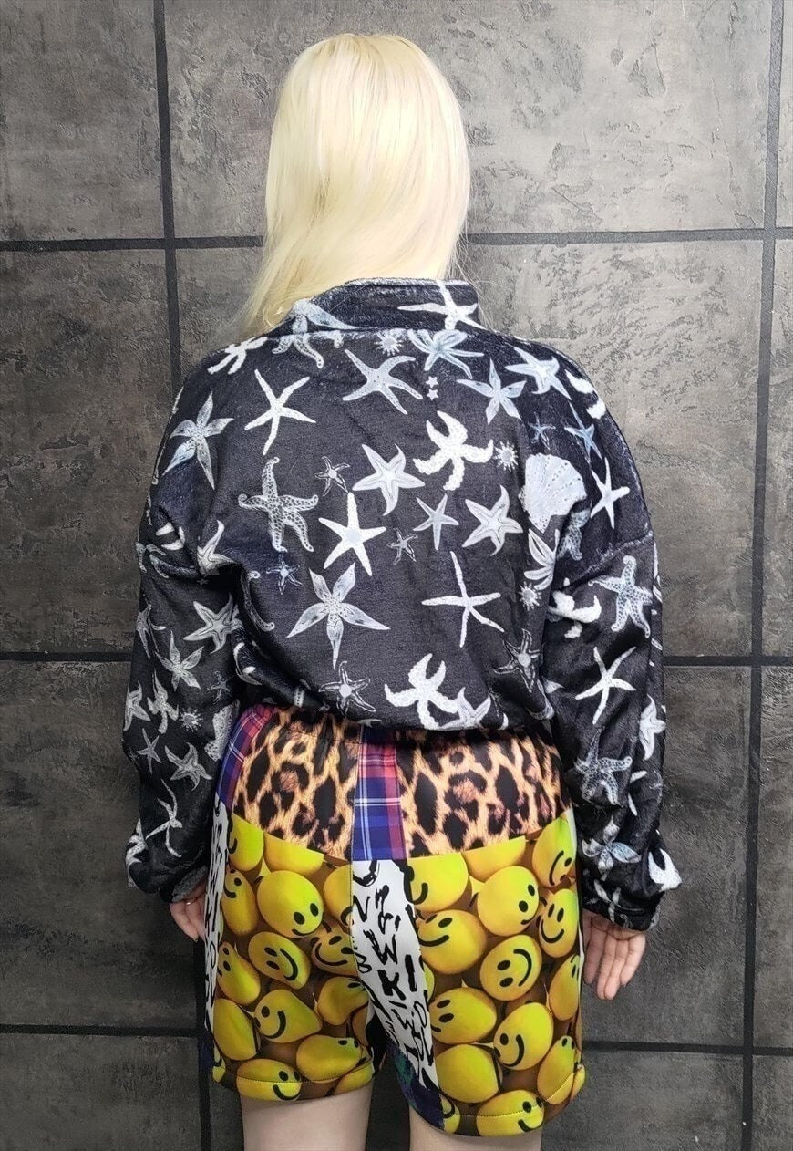 Tartan print shorts handmade check overalls in purple