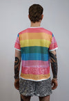 Rainbow mesh top Gay pride sheer t-shirt see-through tee